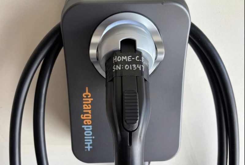 ChargePoint Home Flex Level 2 EV charger installed in a homeowner's attached garage