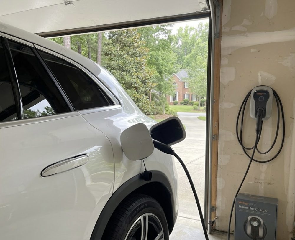 ChargePoint home EV charger installed in a garage