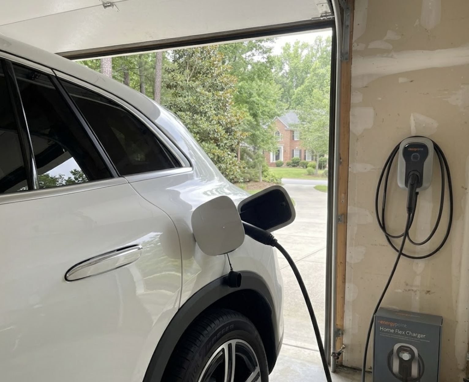 ChargePoint home EV charger installed in a garage