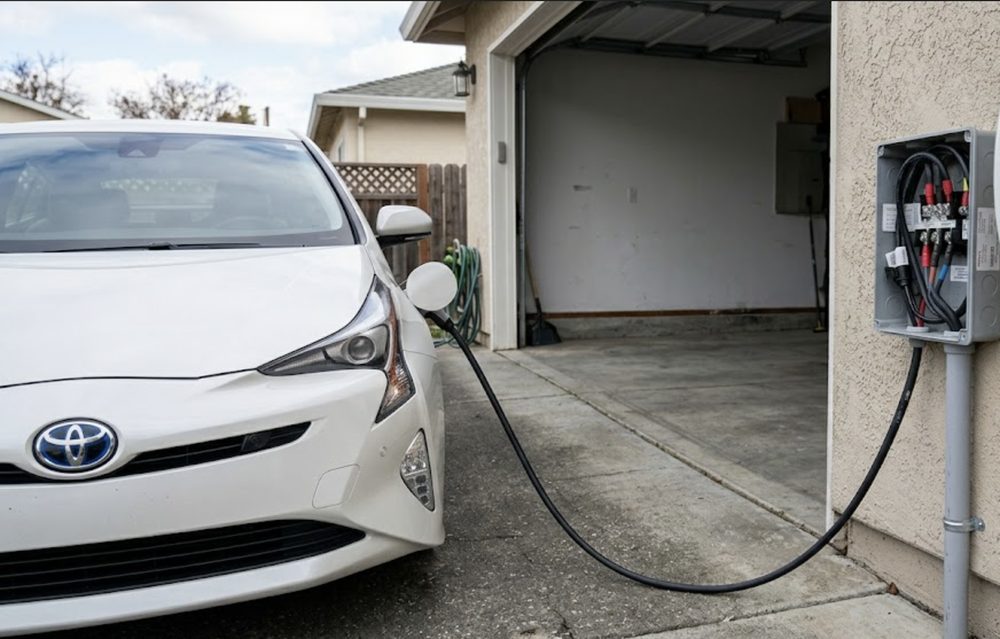 NEMA 14-50 outlet EV charging installation at a home