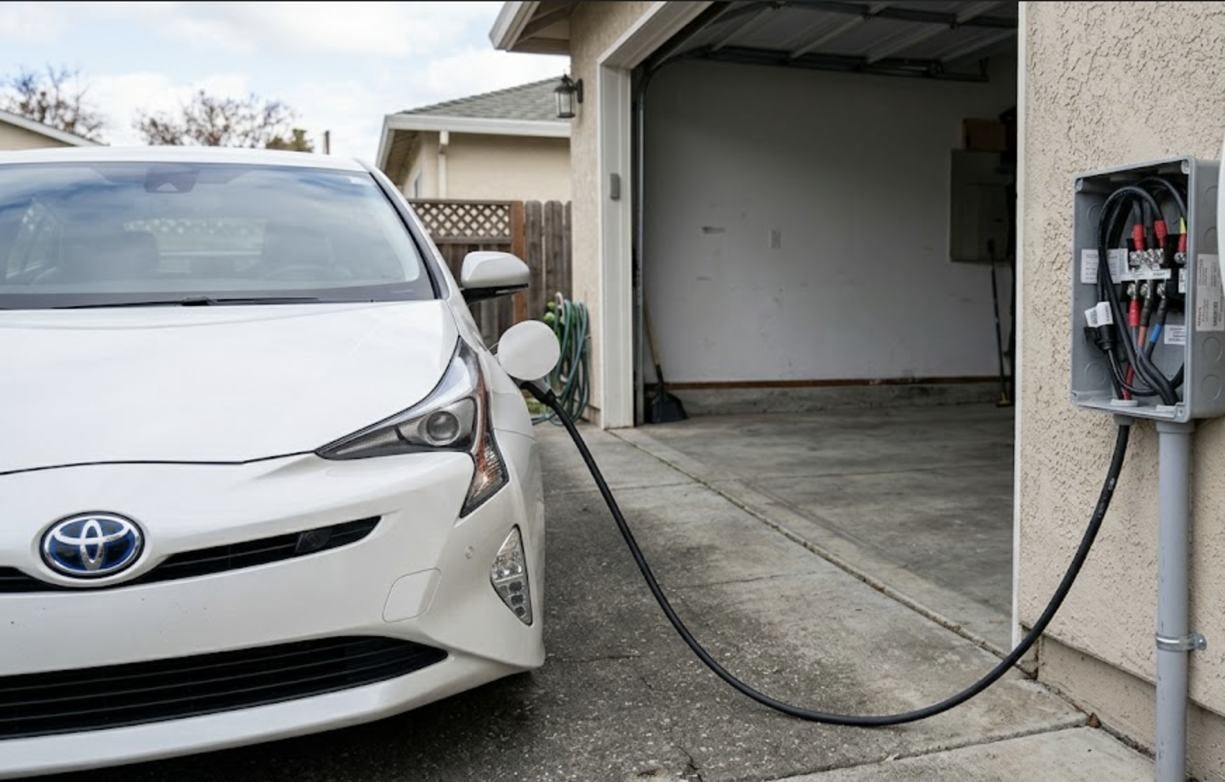 NEMA 14-50 outlet EV charging installation at a home